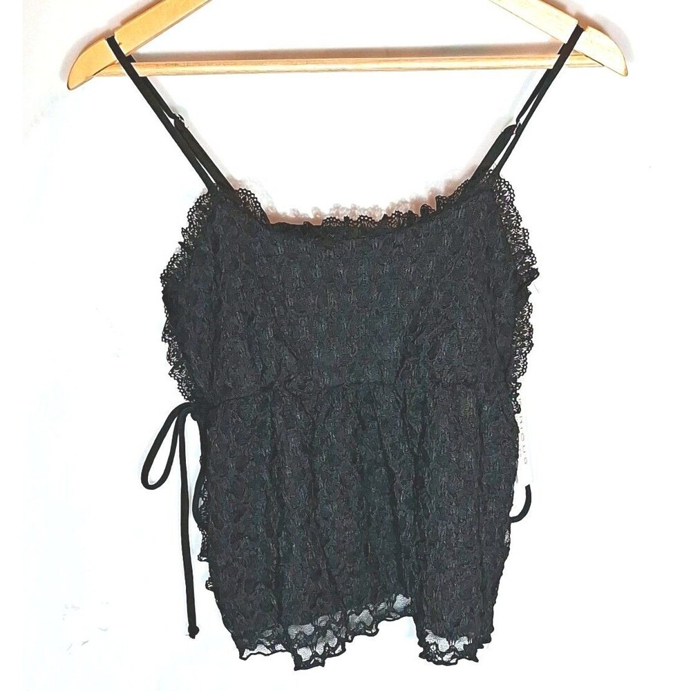 Kirious Los Angeles Black Lace Babydoll Cami Top Small NWT Y2K Coquette